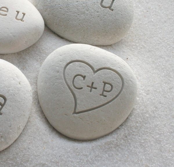 Personalized initials petite love pebble - Gifts for him, gift for her For Discount