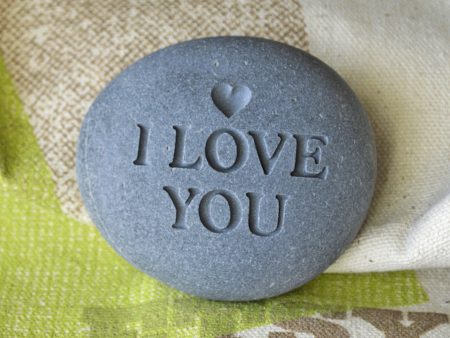 I love you  - Ready to ship engraved beach stone by SJ-Engraving Supply