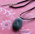 The Heron (bird) Necklace - Tiny PebbleGlyph(c) Pendant - engraved beach pebble Online