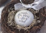 Wedding ring bearer nest - With this ring I thee wed - Merry Pebble (TM) Collection by SJ-Engraving - for wedding, commitment ceremony Supply