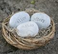 Personalized wedding gift for couple - Love Nest- engraved stones with names and date in bird nest Online Sale