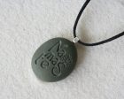 Namaste necklace - Engraved beach stone Tiny PebbleGlyph(c) Pendent For Sale