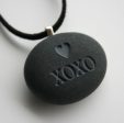 Hugs and Kisses Necklace- XOXO pendant - Tiny PebbleGlyph (C) - engraved pebble jewelry Fashion