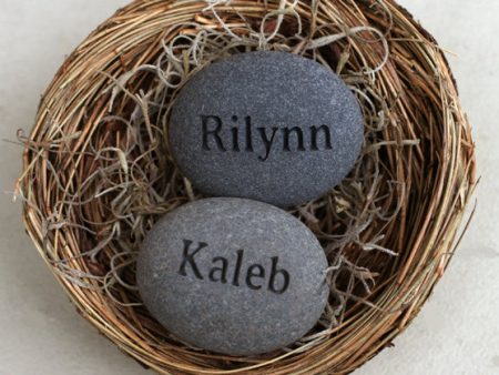 Mom s Nest (c) - Set of 2 name stones in bird nest For Cheap