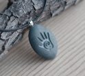 Healing Hand - Tiny PebbleGlyph (C) Necklace - Engraved stone necklace Online now