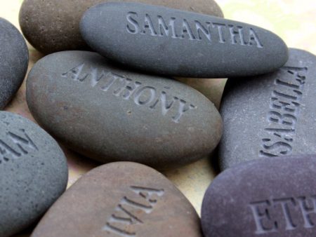 Personalized engraved gift - Engraved stone with name or word Online now