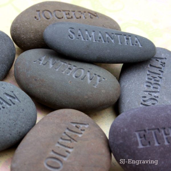 Personalized engraved gift - Engraved stone with name or word Online now