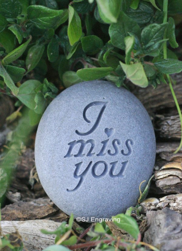 I miss you - Ready to ship - engraved beach stone by SJ-Engraving Online