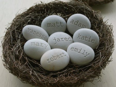 Personalized mothers  gift - Mom s Nest (c) - Set of 8 name stones in bird nest Sale