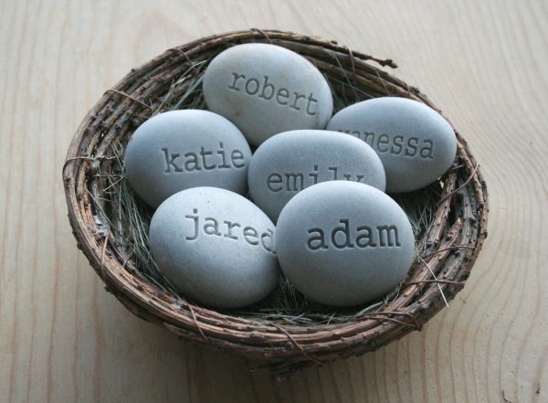 Mother s nest - Grandmother, mother gift - Set of 6 engraved name stones in family bird nest decor by SJ-Engraving Online now