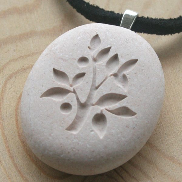 Tree of Life necklace - Hand engraved beach pebble necklace - Tiny PebbleGlyph (c) necklace Online Sale