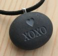 Hugs and Kisses Necklace- XOXO pendant - Tiny PebbleGlyph (C) - engraved pebble jewelry Fashion