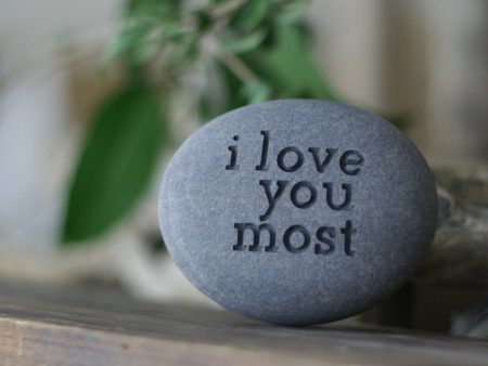 I love you most - engraved beach stone - Ready to ship Discount