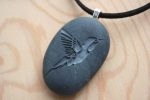 Hummingbird necklace -  Hand engraved beach stone necklace - Tiny PebbleGlyph Pendant Cheap