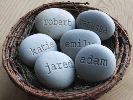 Mother s nest - Grandmother, mother gift - Set of 6 engraved name stones in family bird nest decor by SJ-Engraving Online now