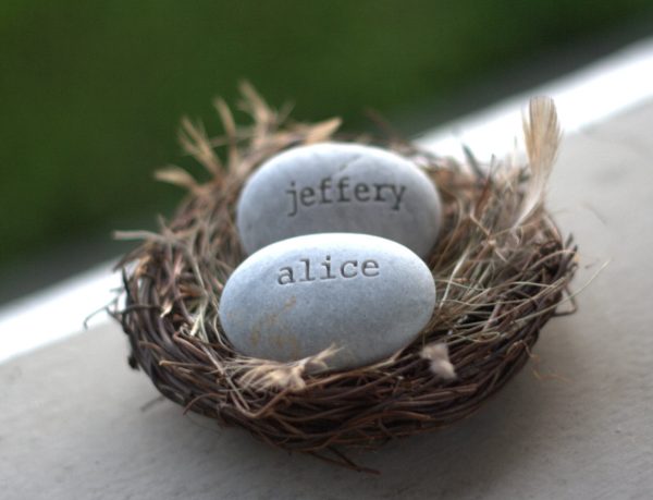 OUR NEST -  personalized love nest engraved with names - gift for couple in love Hot on Sale