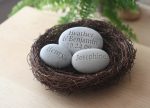 Nest home decor - personalized whole family gift - set of 3 engraved stones in nest Online Hot Sale