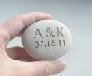 Gift for couple - Petite oathing stone with Personalized initials and date Supply