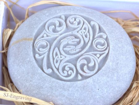 Celtic Design - Home decor - Stone Paperweight - Hand Carved Stone art Online now