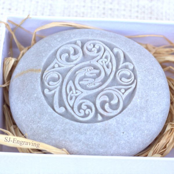 Celtic Design - Home decor - Stone Paperweight - Hand Carved Stone art Online now