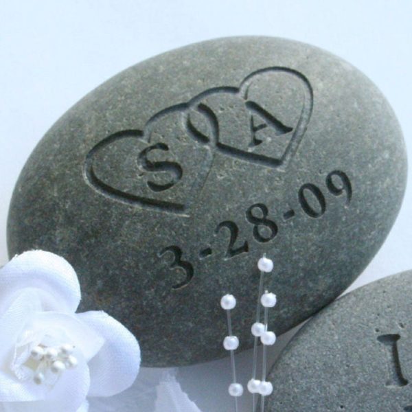 Custom Oathing Stone - Interlocking Hearts with Initials - for wedding, commitment ceremony or anniversary Online Sale