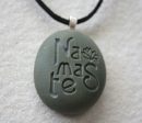 Namaste necklace - Engraved beach stone Tiny PebbleGlyph(c) Pendent For Sale