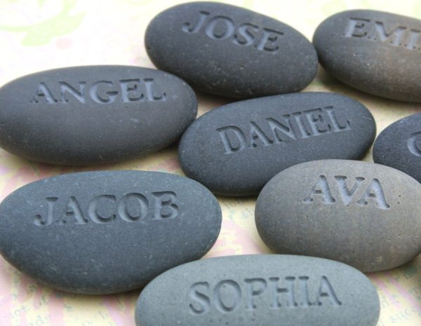 Personalized engraved gift - Engraved stone with name or word Online now