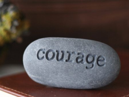 Courage - Engraved Inspirational Word on Rock - Ready To Ship Gift For Sale