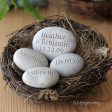 Family Nest ~ Housewarming, Anniversary gift - set of 4 personalized name stones in bird nest Discount