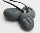 Four-leaf clover pendant - Tiny PebbleGlyph (C) - Engraved beach stone necklace Fashion