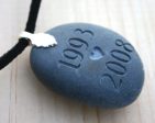 Personalized Wearable Memorial(c) - Tiny PebbleGlyph (c) pendant - Engraved pebble necklace Sale