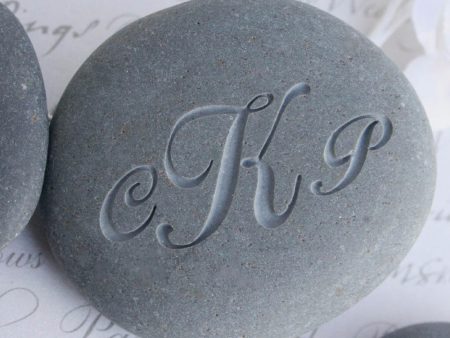 Custom Oathing Stone - for wedding or commitment ceremony - Double sided engraved wedding stone with initials and date Discount