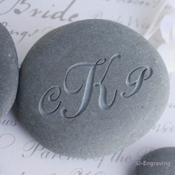 Custom Oathing Stone - for wedding or commitment ceremony - Double sided engraved wedding stone with initials and date Discount