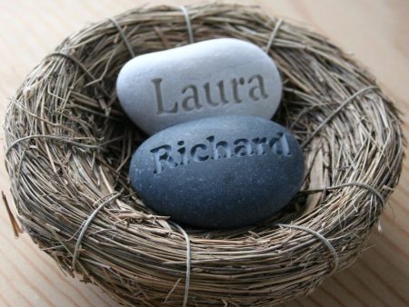 Our Nest Our Home (c) - Custom engraved couple s name stones in nest on Sale