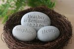 Nest home decor - personalized whole family gift - set of 3 engraved stones in nest Online Hot Sale