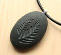 Love for Nature - Ferns pendant with cord - Tiny PebbleGlyph (C) - Carved beach stone necklace on Sale