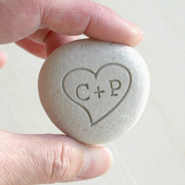 Personalized initials petite love pebble - Gifts for him, gift for her For Discount